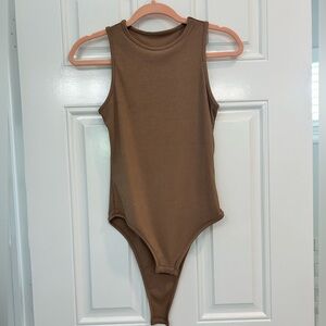 Kids Brown Ribbed One-Piece Bodysuit